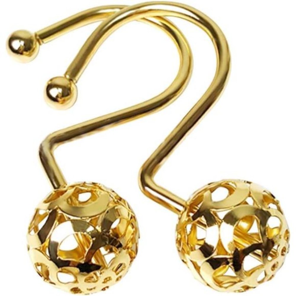 Gold Shower Curtain Hooks Rings,Set of 12 Brass Decorative Bling Metal Rustproof